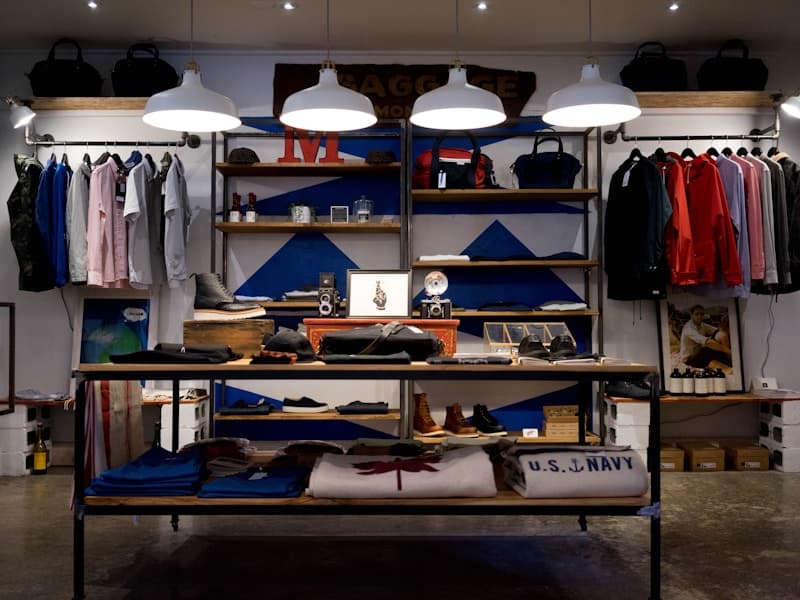 Modern retail store interior with product displays
